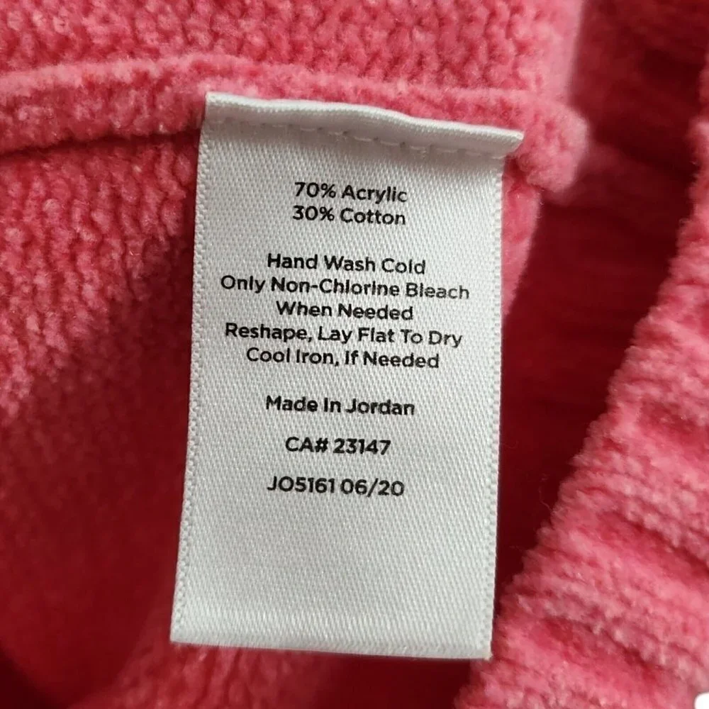 Talbots Chenille Sweater Medium Pink Back Pullover Long Sleeve Crew Neck Cotton - Picture 6 of 11